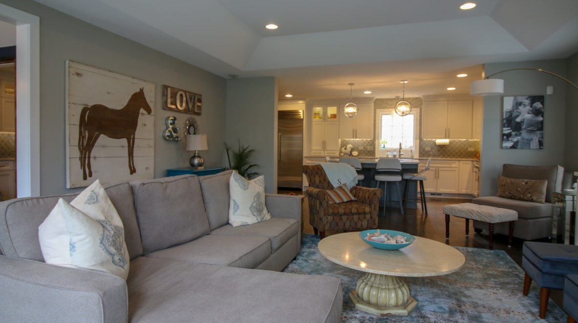 Family Room Remodel with Tray Ceiling