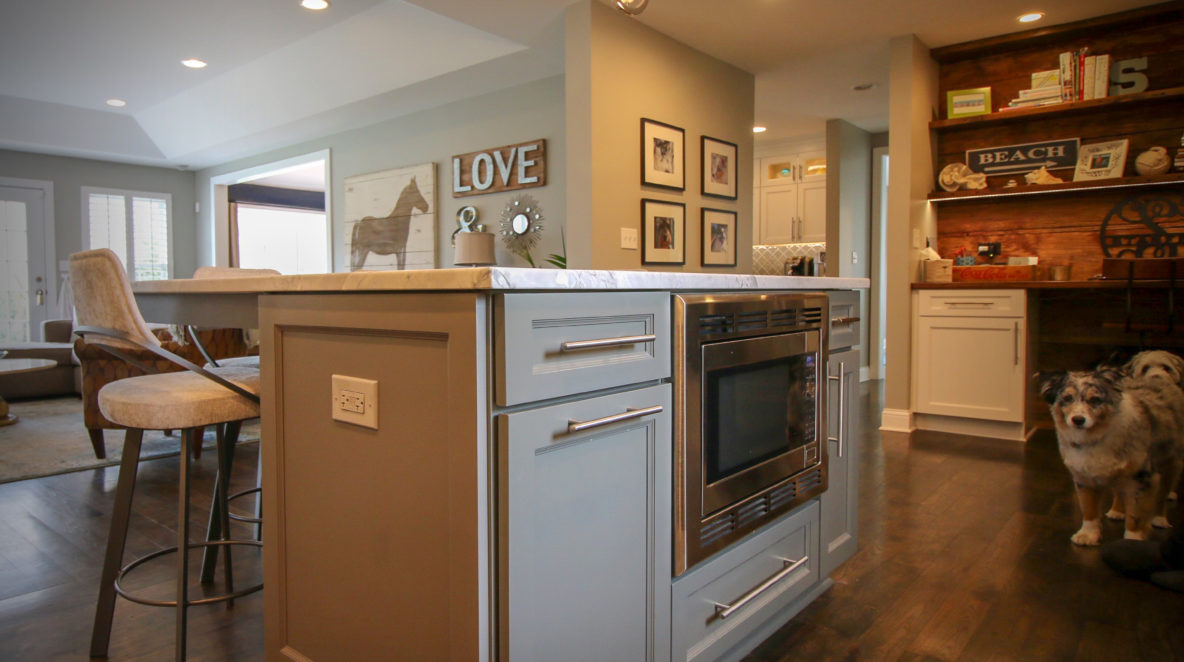 Custom Kitchen Island with Microwave