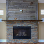 Fireplace with Combination of Stacked Slate and Reclaimed Barnwood