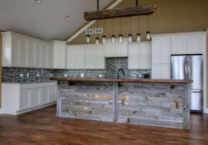 Kitchen Remodel with Custom Reclaimed Barnwood Breakfast bar