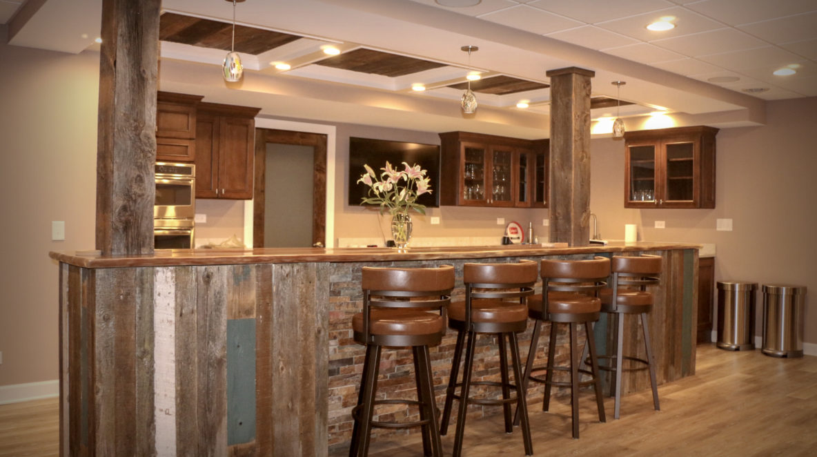 Basement Bar with Barnwood Siding