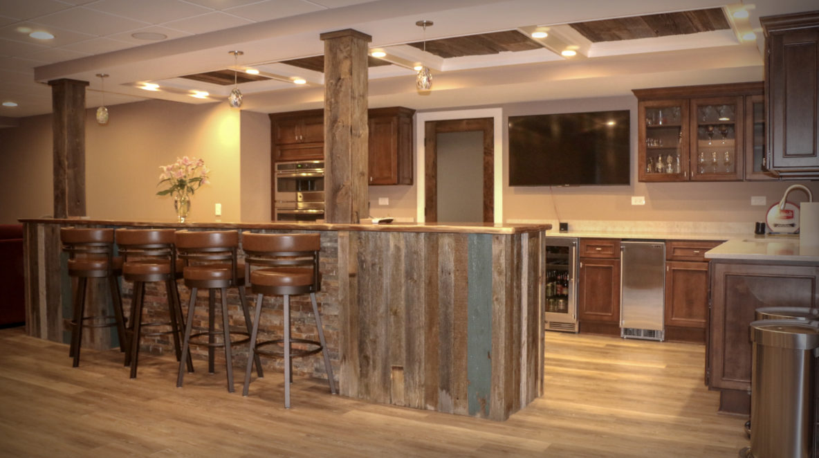 Basement Bar with Barnwood Siding