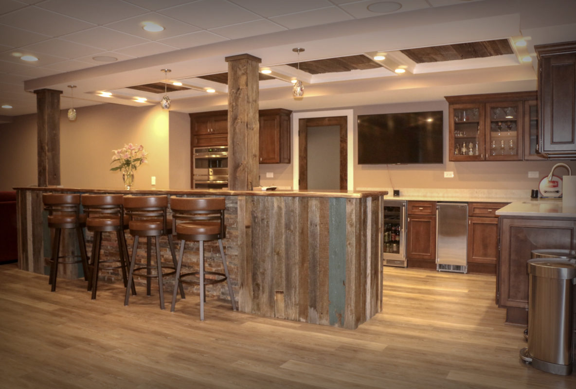 Basement Bar with Barnwood Siding