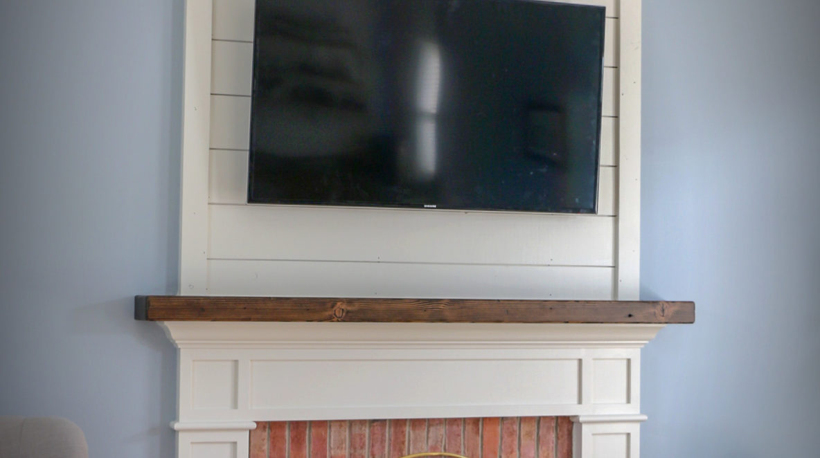 Fireplace with Shiplap and Mantle