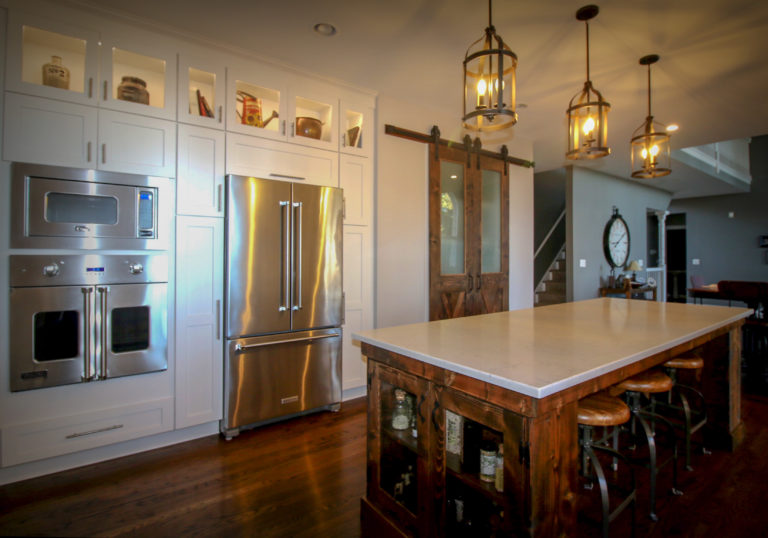 Beautiful Kitchen Remodel with Glass Door Upper Cabinets