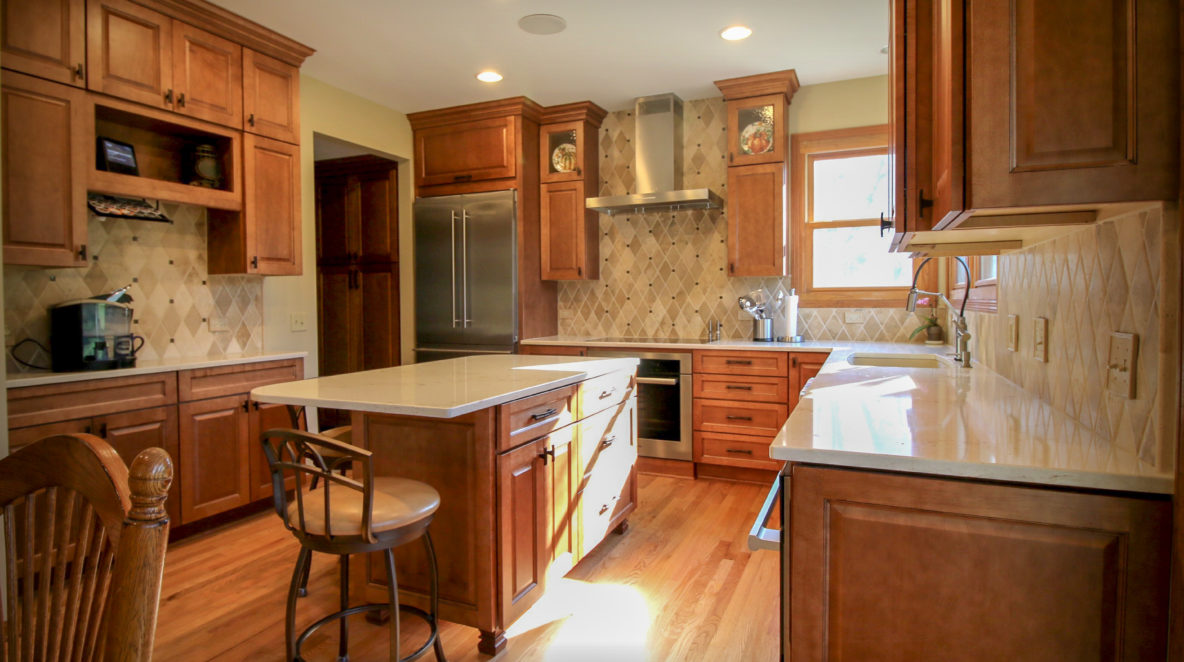 Oak Kitchen Cabinets with Stone Counter Tops