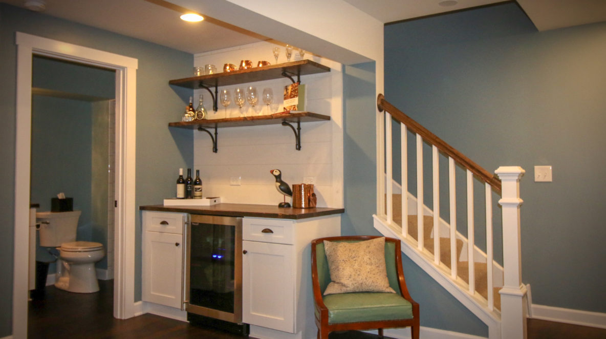 Open-shelf Bar in Basement