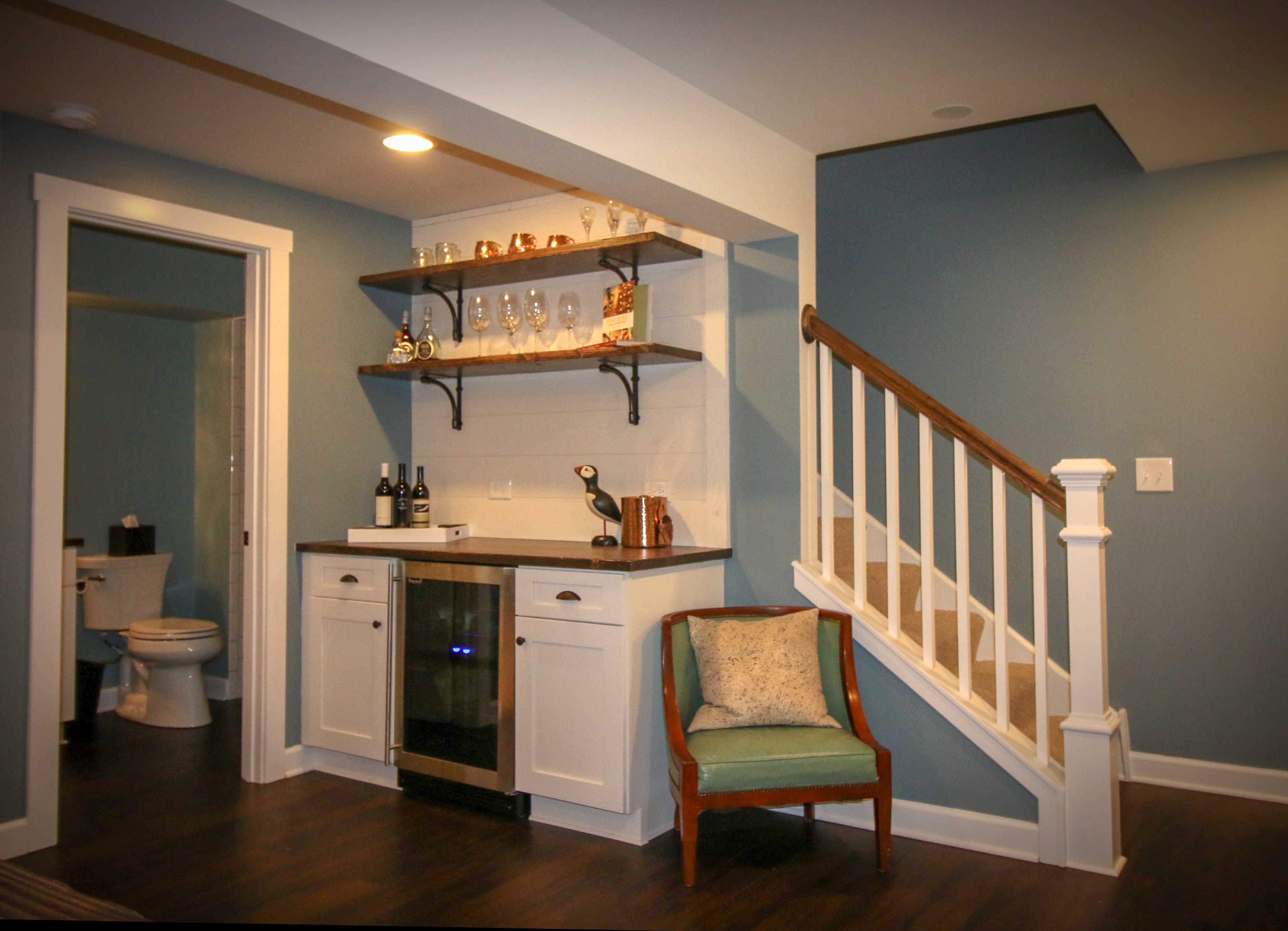 Open-shelf Bar in Basement