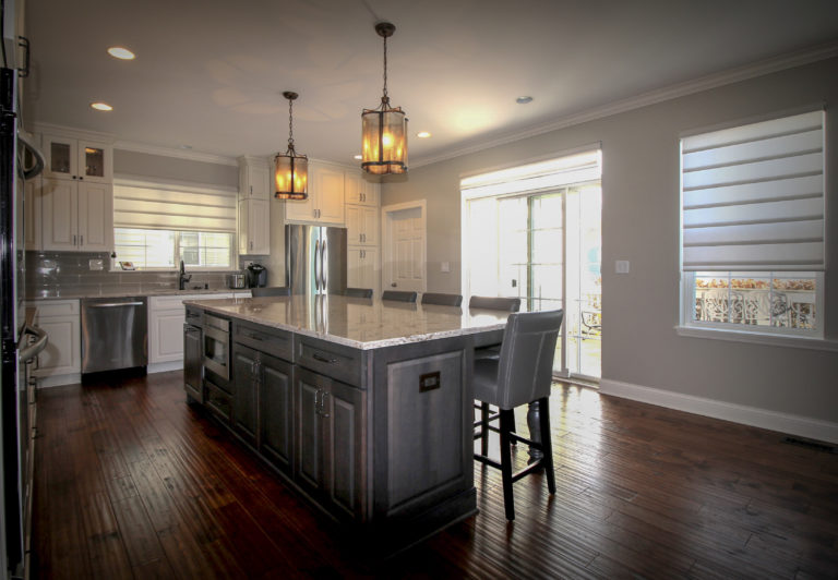 Grey Island White Cabinet Kitchen