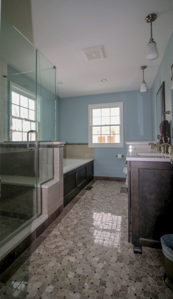 Large Updated Shower with Marble Floor