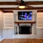 Custom Fireplace Built-ins with Chunky Wood Mantle
