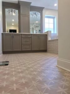 Bright and Airy Master Bathroom with Patterned Tile