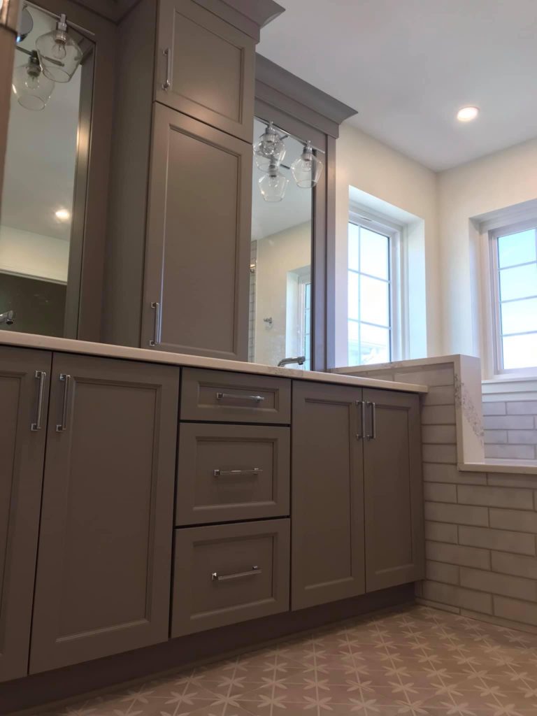 Modern Grey Vanities Paired with Chrome Fixtures