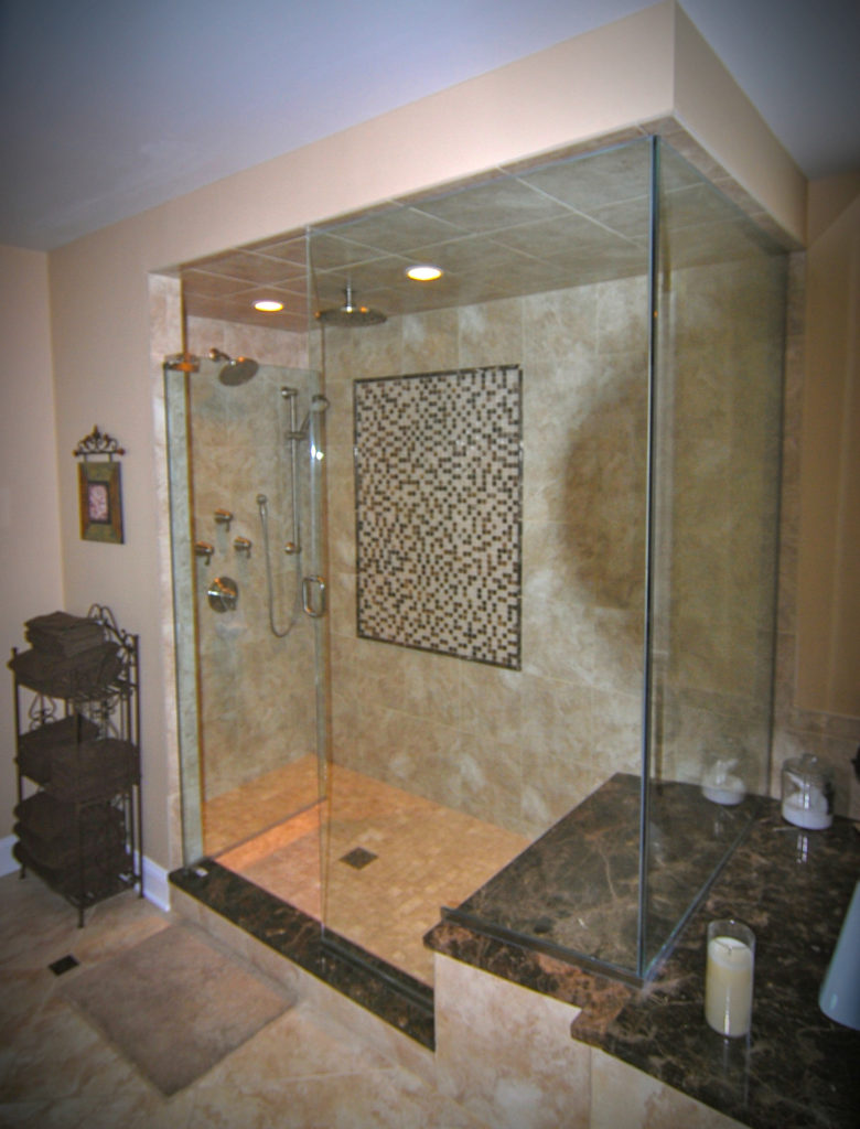 Large Shower with Mosaic Tile