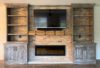 Beautiful Custom Entrainment Center Featuring Wood and Brick Textures