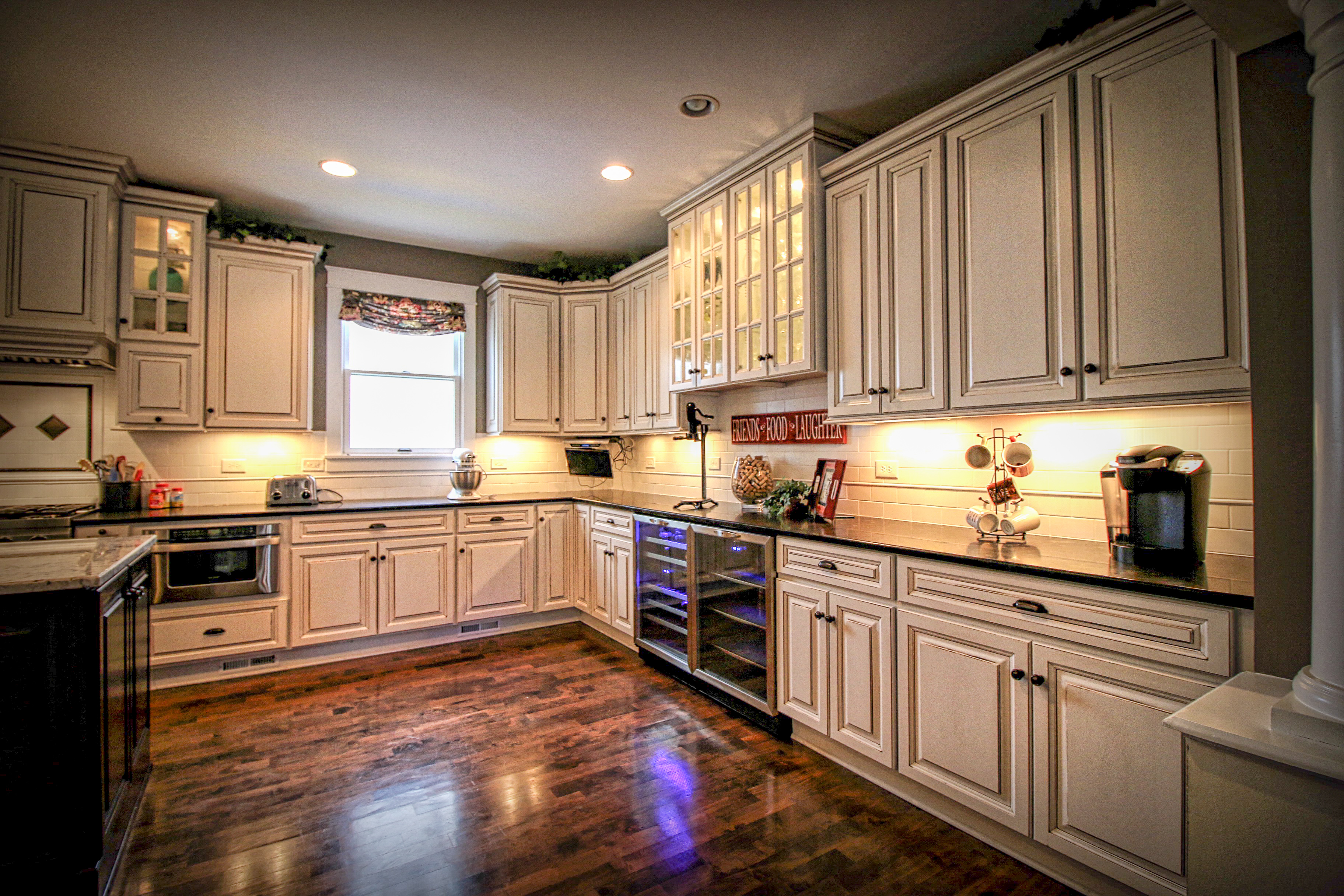 Custom Classic Kitchen with Glass Door Cabinets